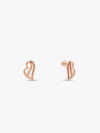 Rose Gold Floating Heart Stud Earrings