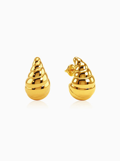 Golden Crossiant Dome Earrings