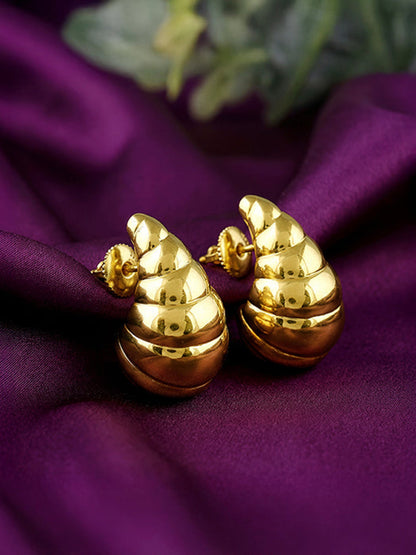 Golden Crossiant Dome Earrings