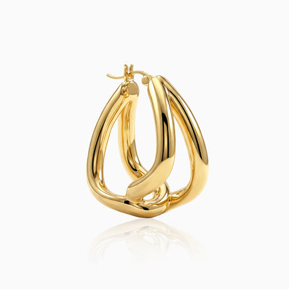 Golden Interlocked Hoop Earrings