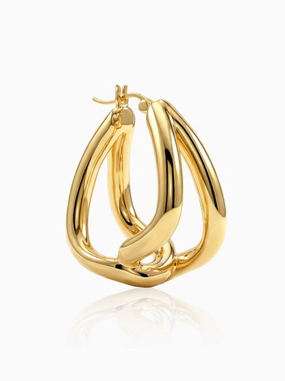 Golden Interlocked Hoop Earrings