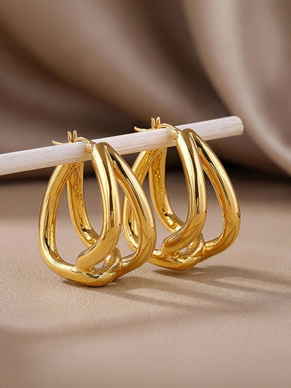 Golden Interlocked Hoop Earrings