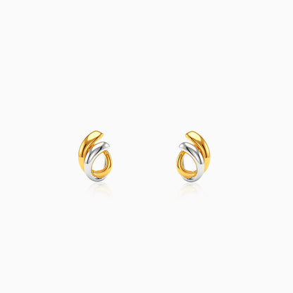 Dual Tone Crossover Silver Stud Earrings