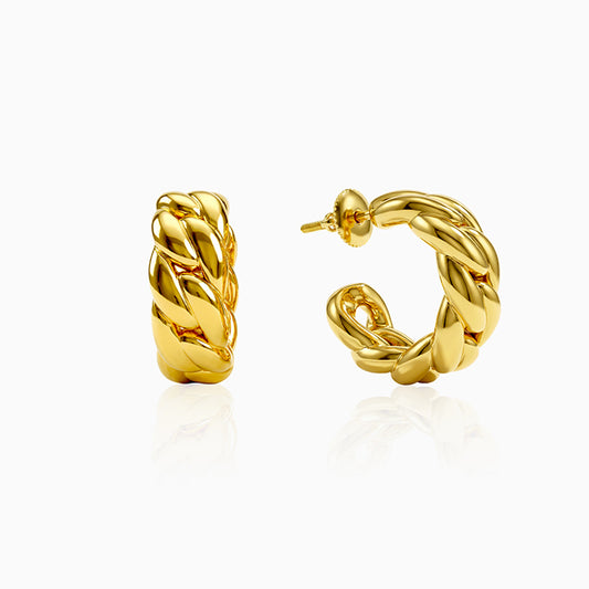 Golden Braided Glow Hoop Earrings