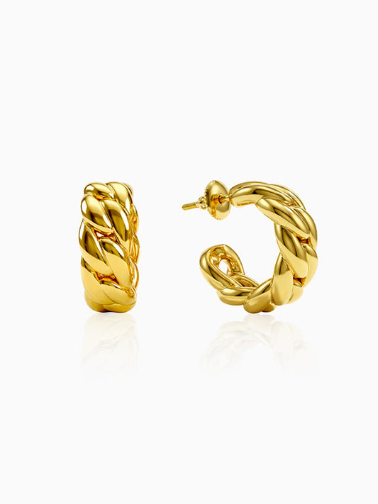 Golden Braided Glow Hoop Earrings
