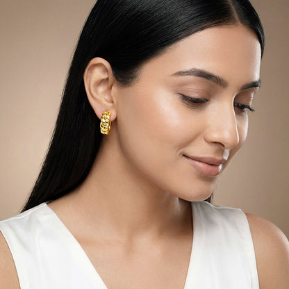 Golden Braided Glow Hoop Earrings