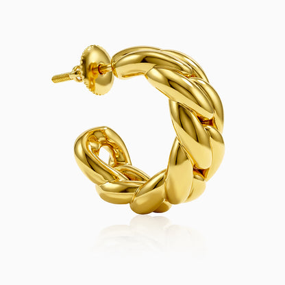 Golden Braided Glow Hoop Earrings