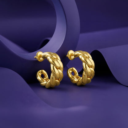 Golden Braided Glow Hoop Earrings