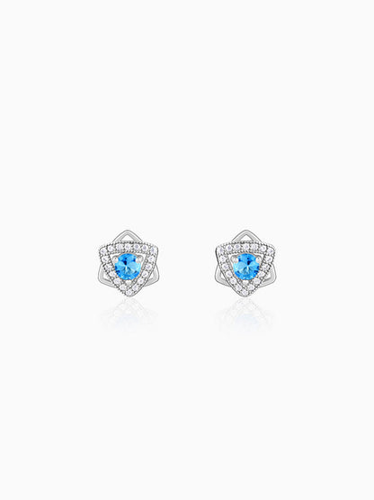 Silver Aqua Blue Star Earrings
