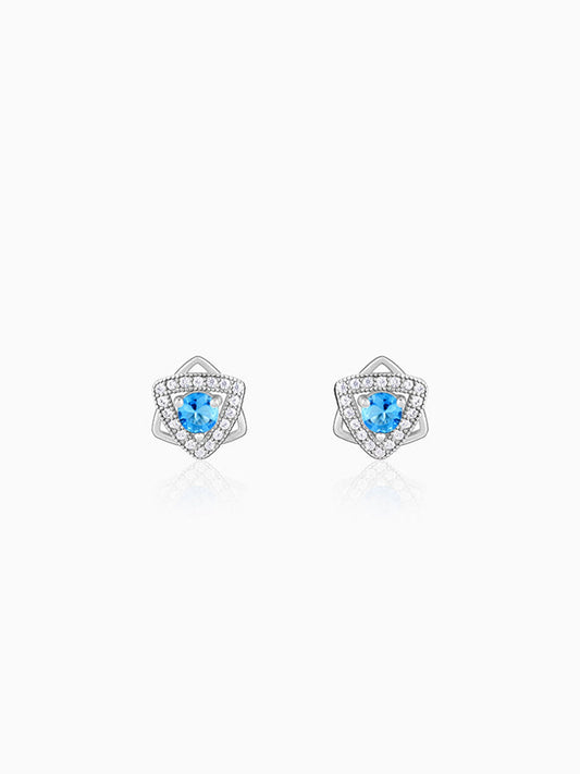 Silver Aqua Blue Star Earrings
