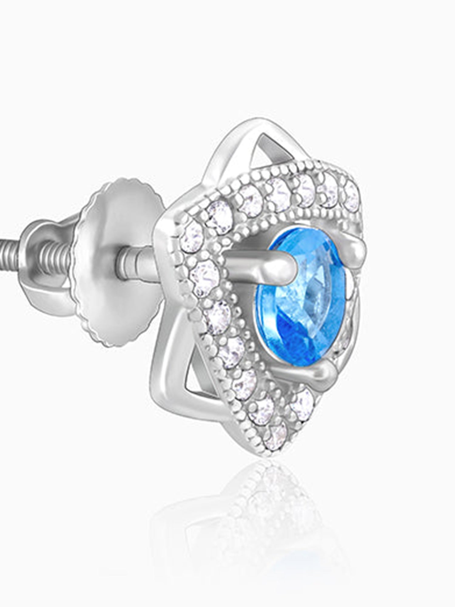 Silver Aqua Blue Star Earrings