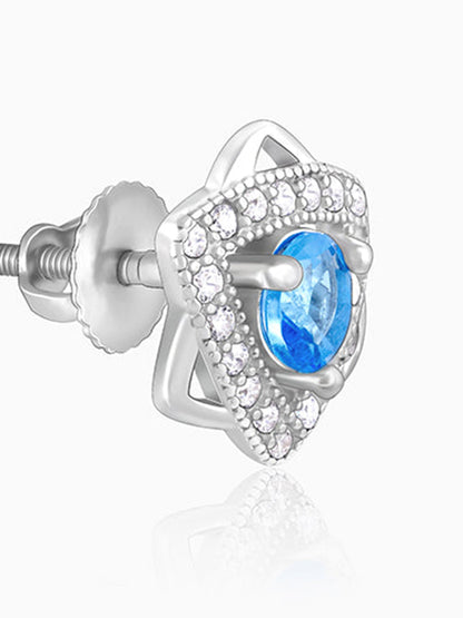 Silver Aqua Blue Star Earrings