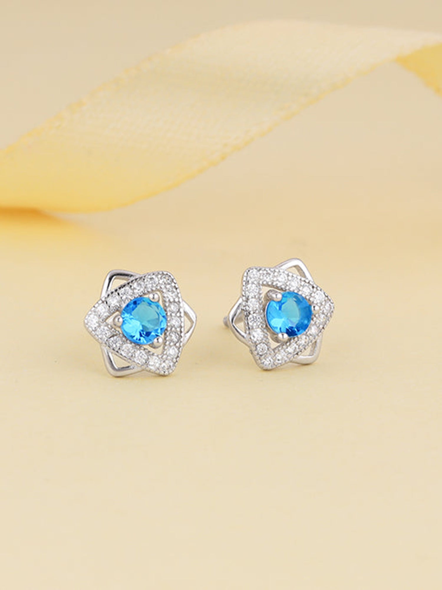 Silver Aqua Blue Star Earrings