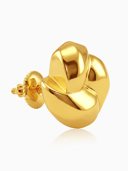 Golden Sculpted Floral Stud Earrings
