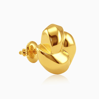 Golden Sculpted Floral Stud Earrings