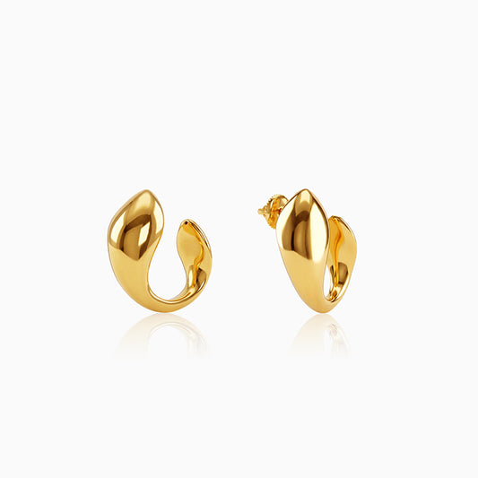 Golden Mod Dolphin Hoop Earrings