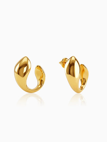 Golden Mod Dolphin Hoop Earrings