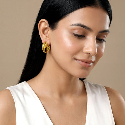 Golden Mod Dolphin Hoop Earrings