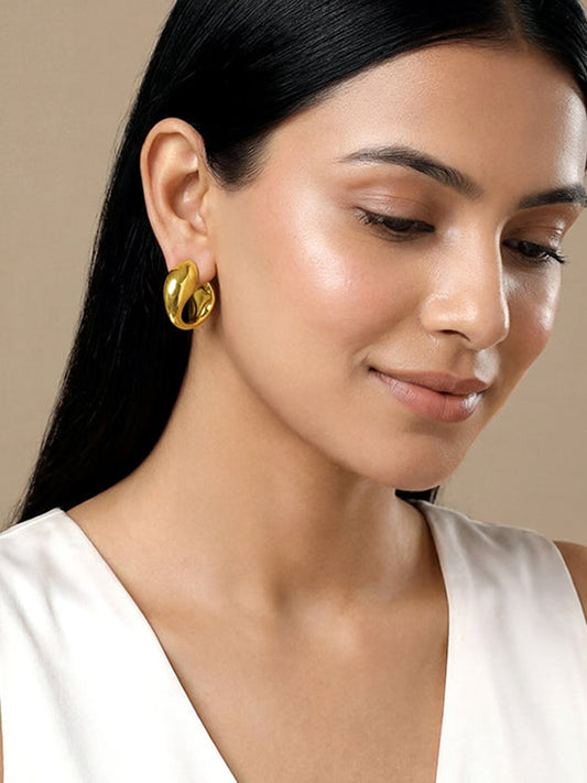 Golden Mod Dolphin Hoop Earrings