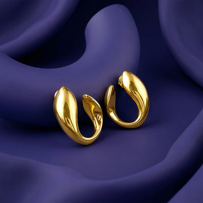 Golden Mod Dolphin Hoop Earrings