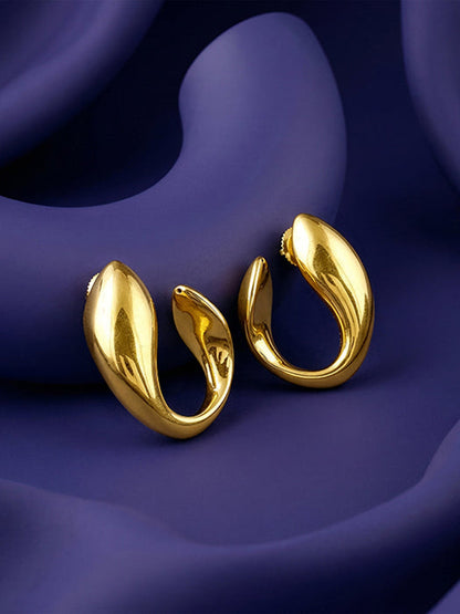 Golden Mod Dolphin Hoop Earrings