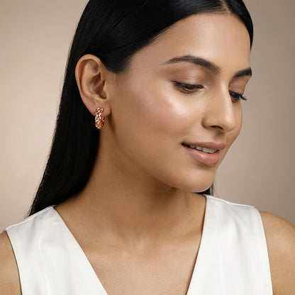 Rose Gold Gleam Knot Hoop Earrings