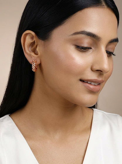 Rose Gold Gleam Knot Hoop Earrings