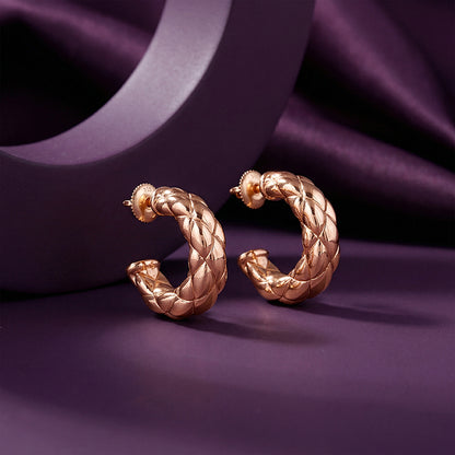 Rose Gold Gleam Knot Hoop Earrings