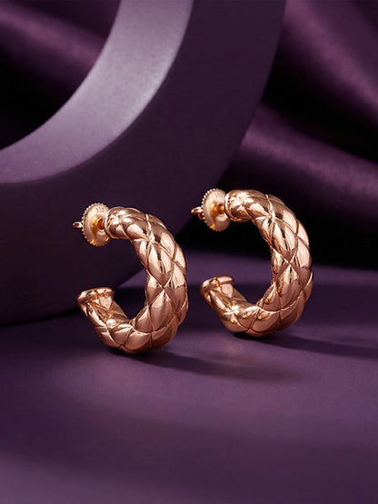 Rose Gold Gleam Knot Hoop Earrings