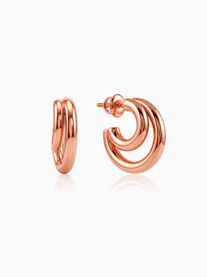 Rose Gold Cute Cresent Hoop Earrings