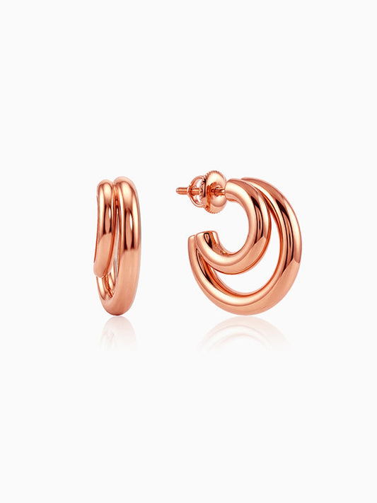 Rose Gold Cute Cresent Hoop Earrings