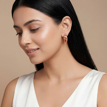 Rose Gold Cute Cresent Hoop Earrings