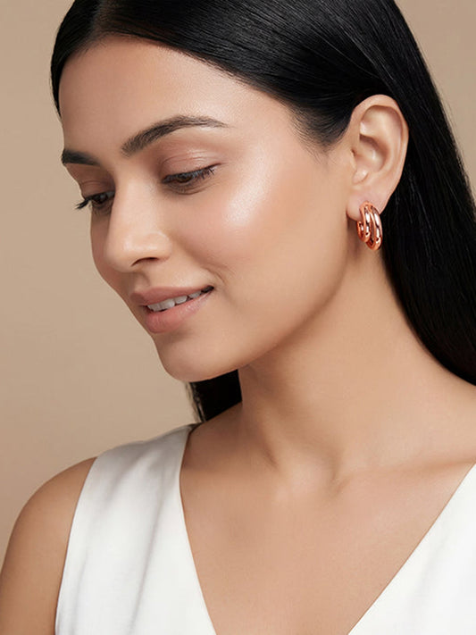 Rose Gold Cute Cresent Hoop Earrings