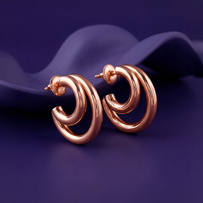Rose Gold Cute Cresent Hoop Earrings