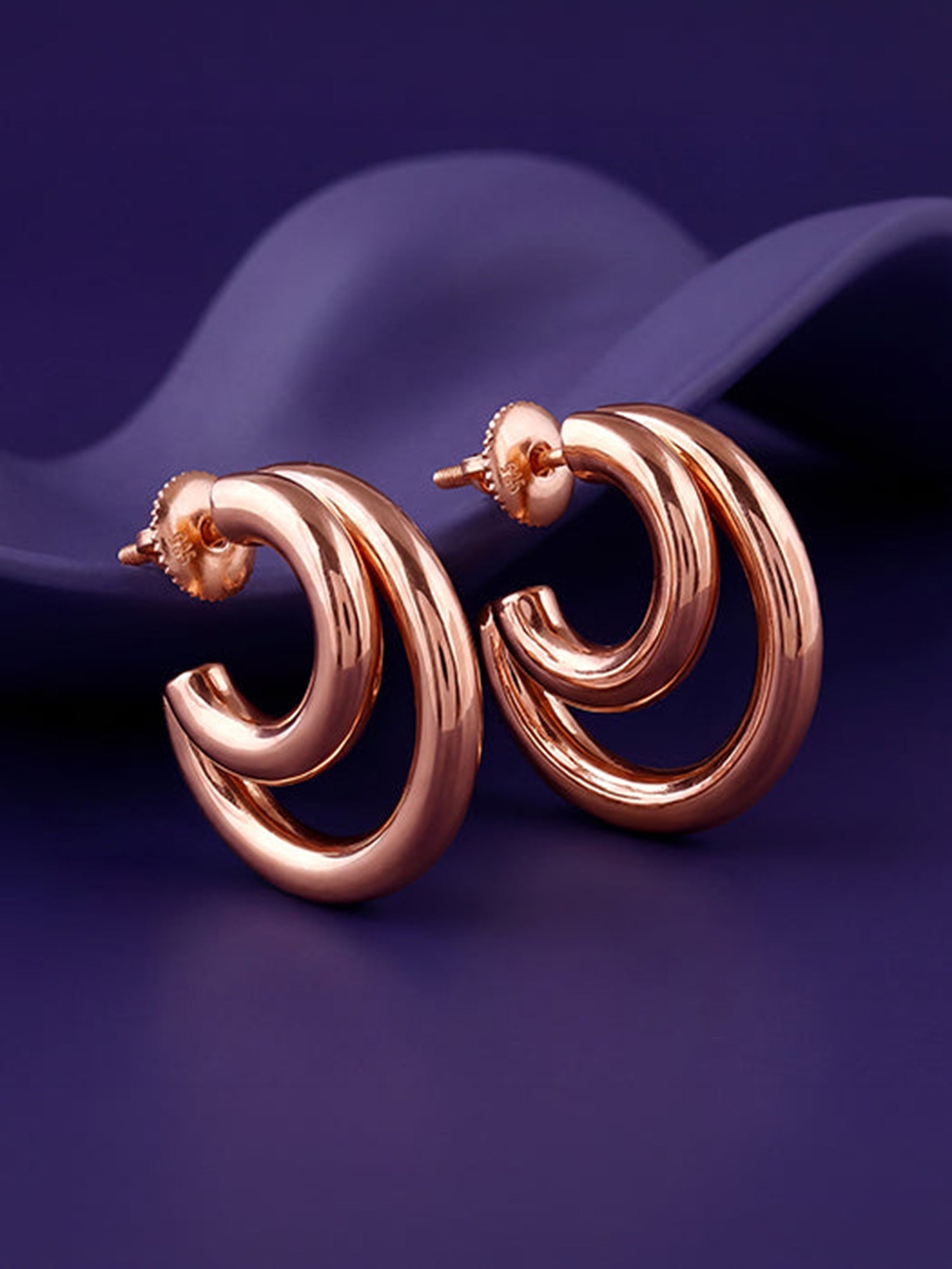Rose Gold Cute Cresent Hoop Earrings