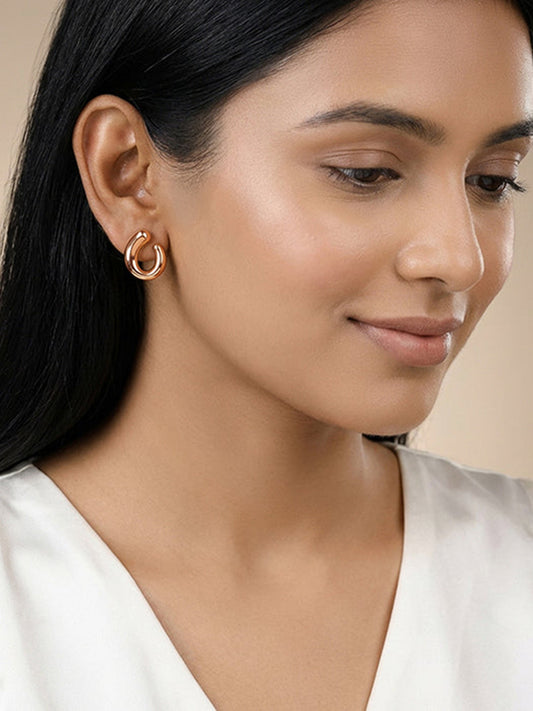 Rose Gold Lyric U Hoops