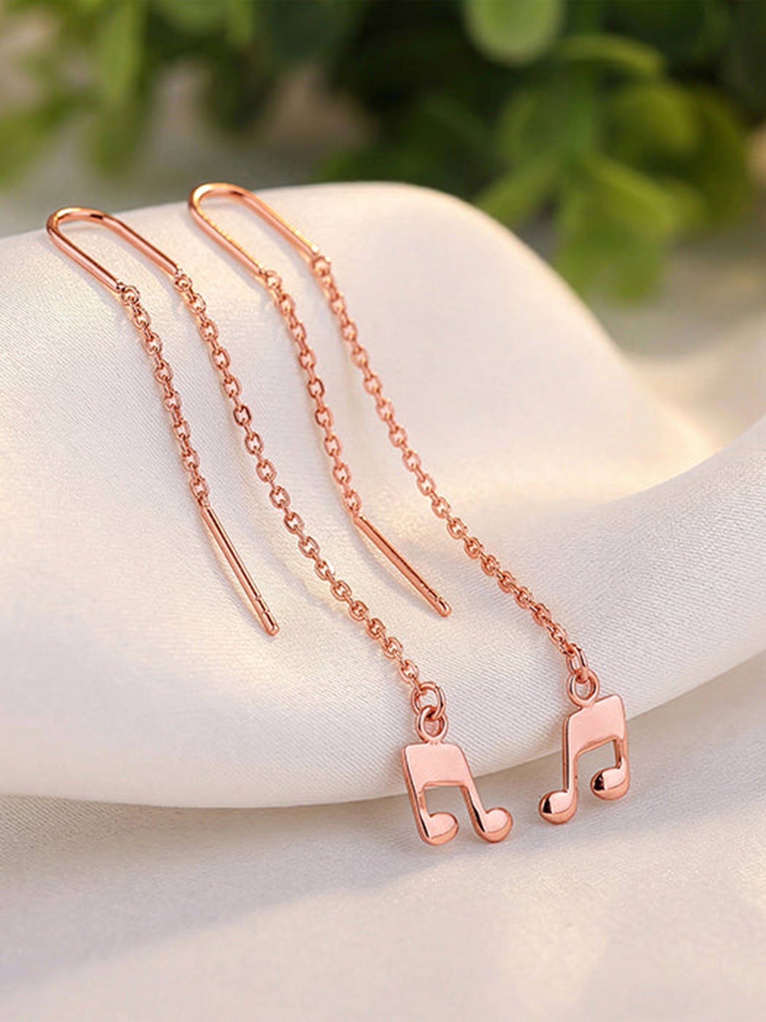 Rose Gold Melody Drop Sui Dhaga Earrings