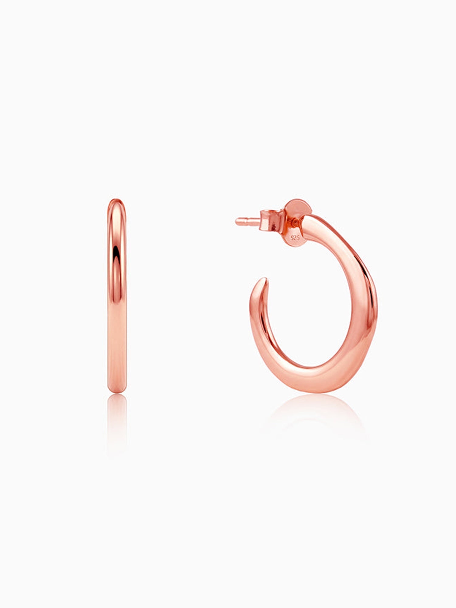 Rose Gold Tapered Hoop Earrings