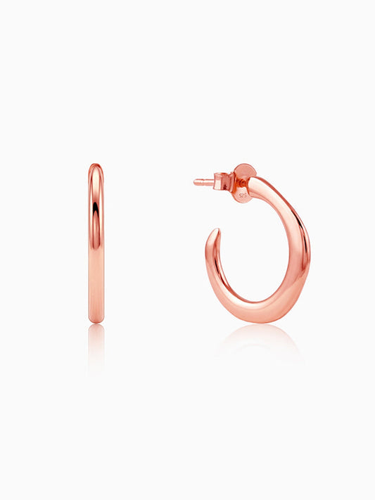 Rose Gold Tapered Hoop Earrings