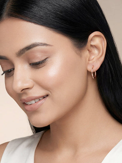 Rose Gold Tapered Hoop Earrings