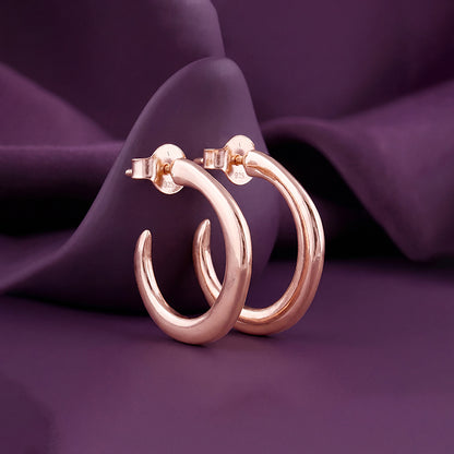 Rose Gold Tapered Hoop Earrings
