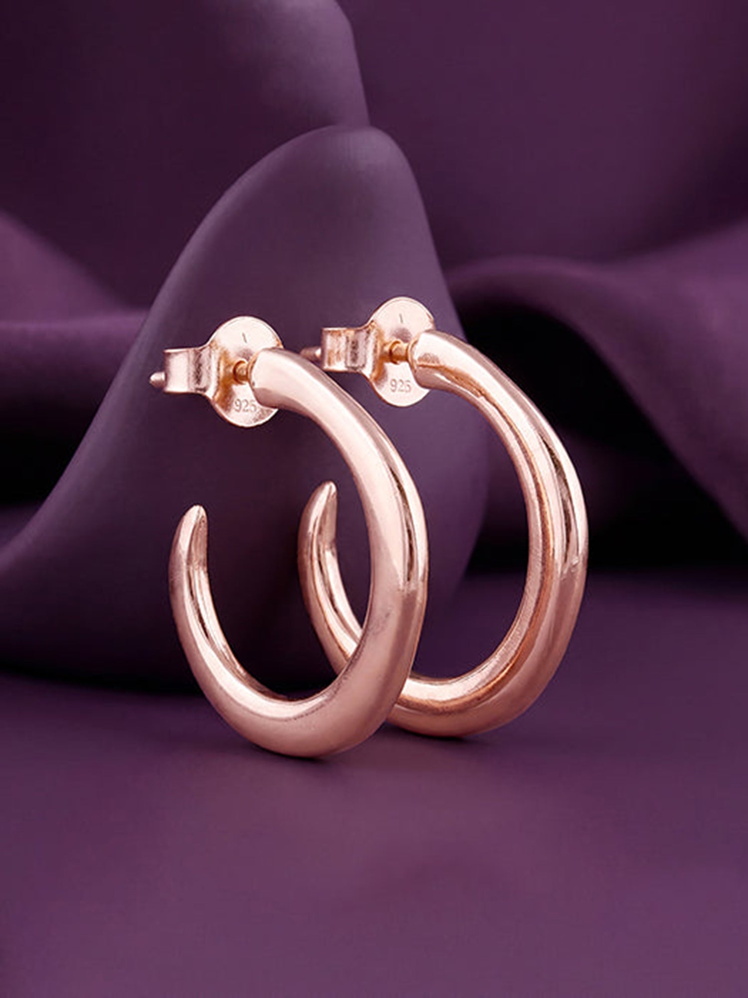 Rose Gold Tapered Hoop Earrings