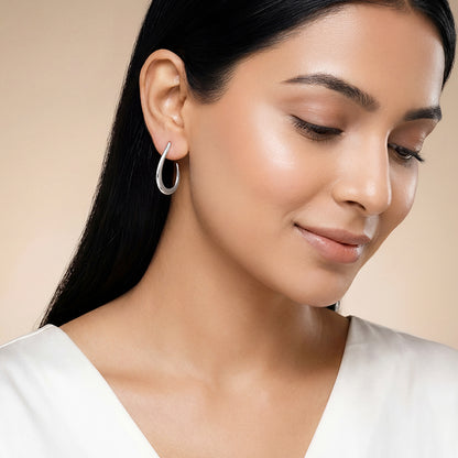 Silver Ray J Hoop Earrings