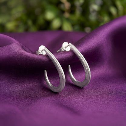 Silver Ray J Hoop Earrings