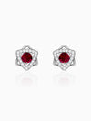Silver Ruby Red Star Earrings