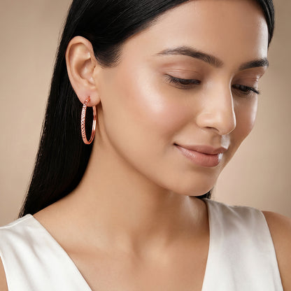 Rose Gold Texture Loop Hoops