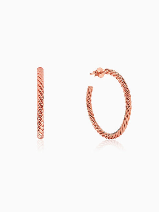 Rose Gold Braidy Hoop Earrings