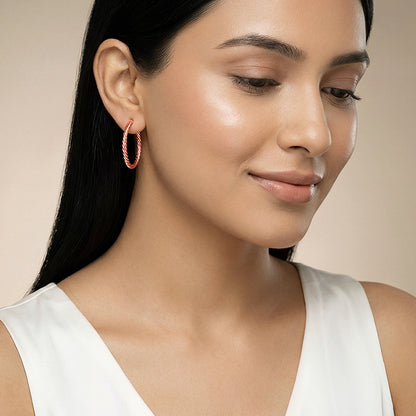 Rose Gold Braidy Hoop Earrings
