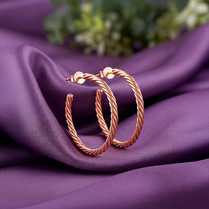 Rose Gold Braidy Hoop Earrings