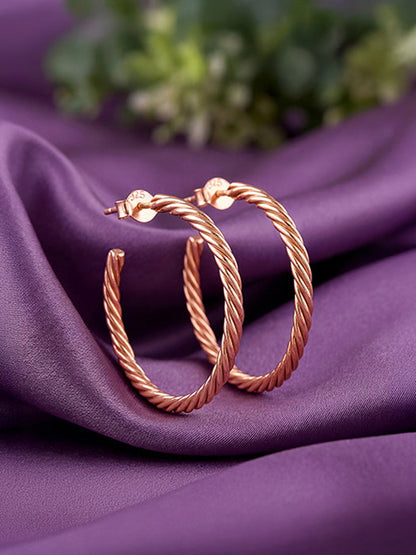 Rose Gold Braidy Hoop Earrings